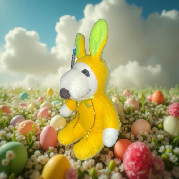 NWT Whitman's Peanuts Easter Bunny SnoopyYellow Plush Stuffed Animal Toy 7” P21 - Picture 2 of 7